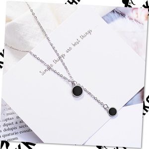 🔴30% OFF - 925 Sterling Silver Disc Onyx Necklace
